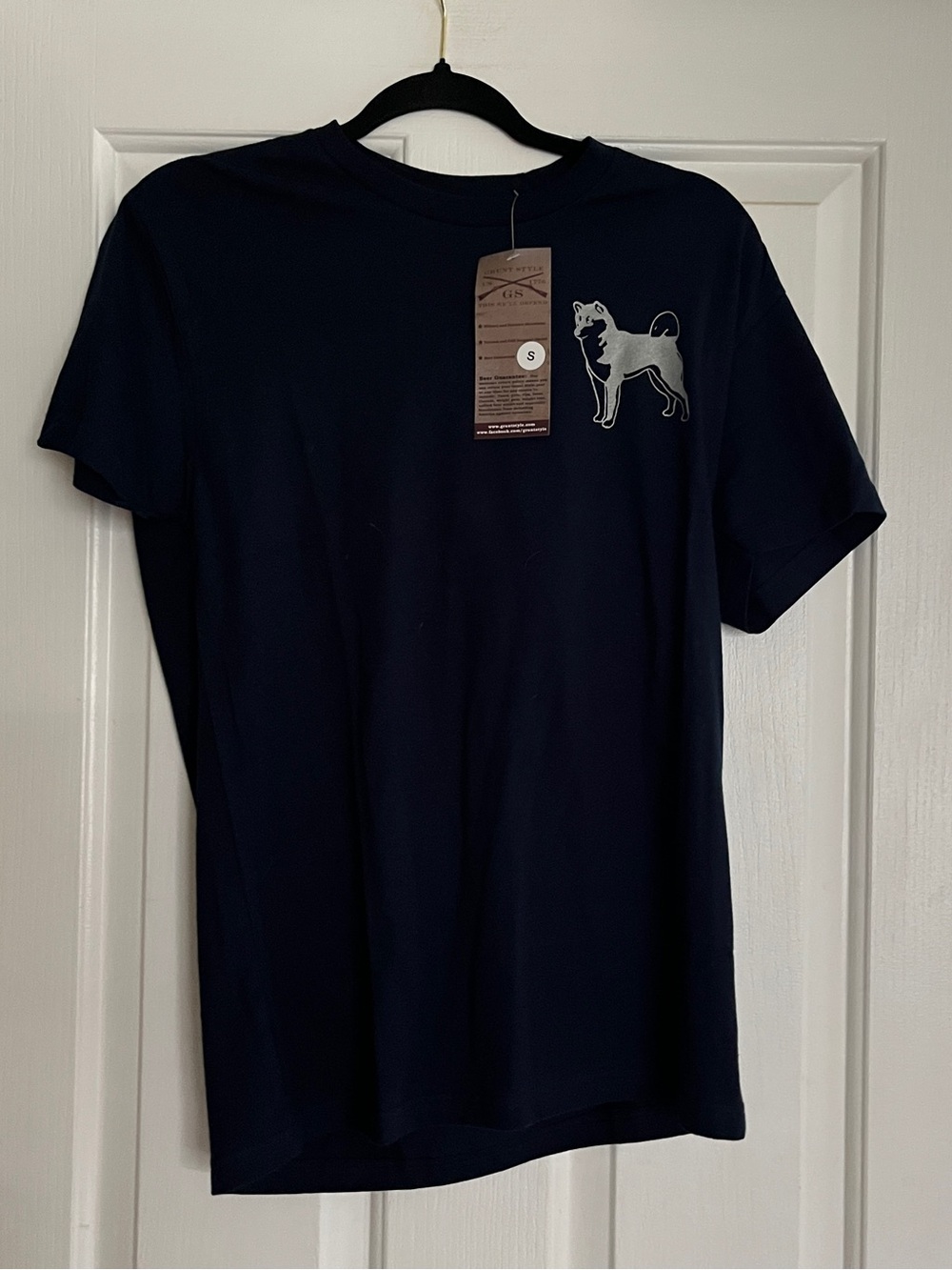 Grunt Style Navy T-Shirt with White Shiba Inu Graphic